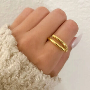 925 Sterling Silver Gold Bar Ring Minimalist Ring Dainty Gold Vermeil Ring